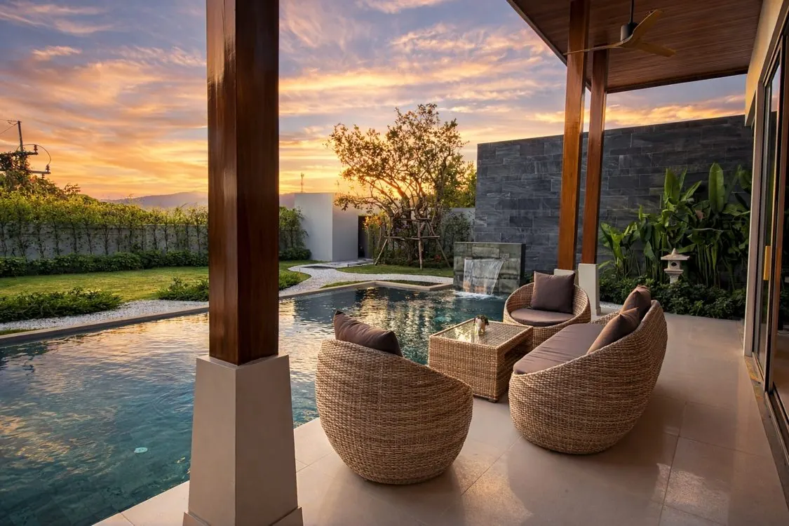 Covered outdoor lounge