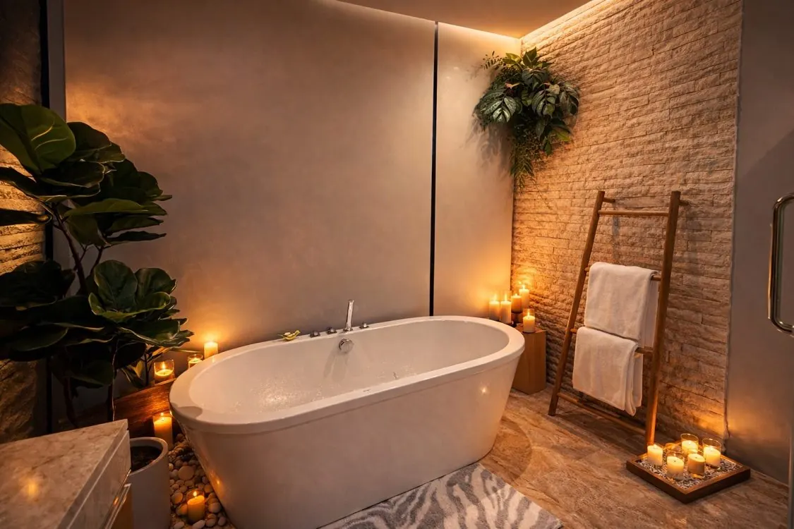 Bathroom with soaking tub