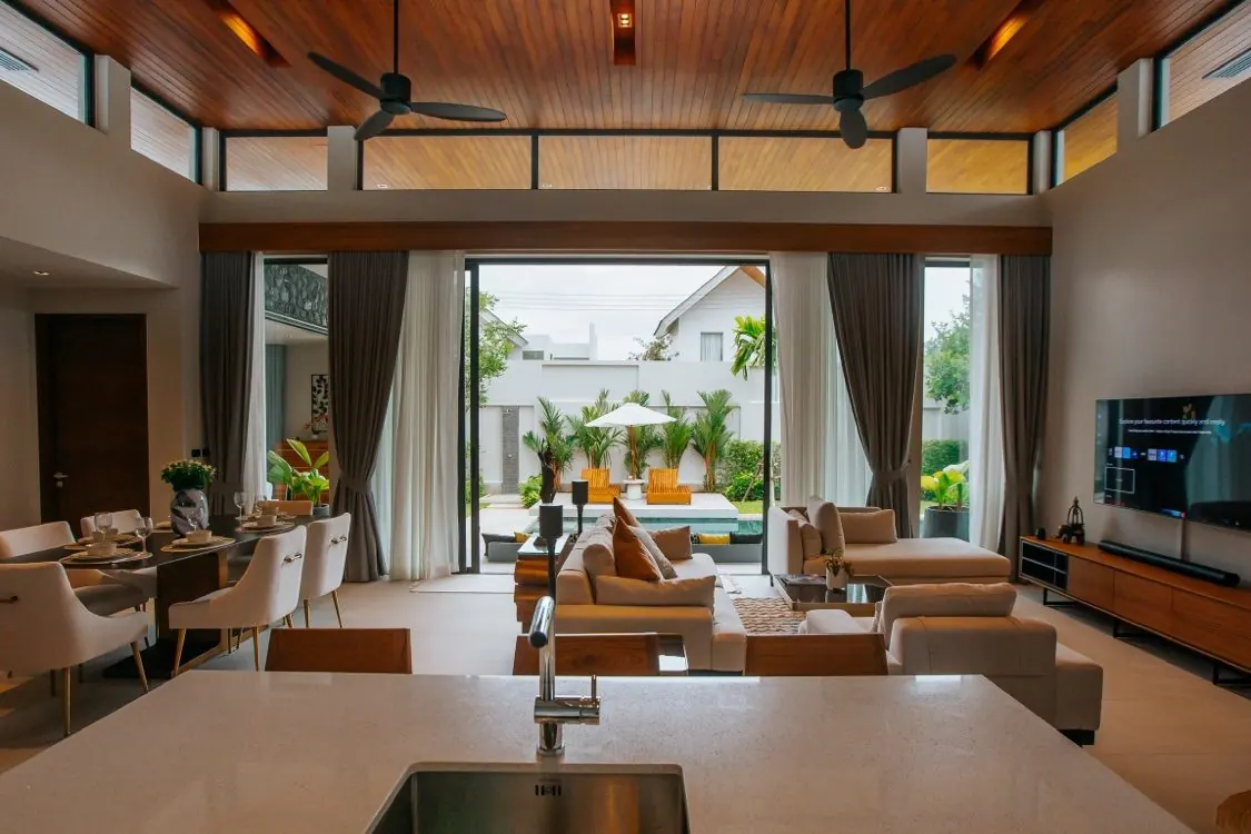 Great room with dining area